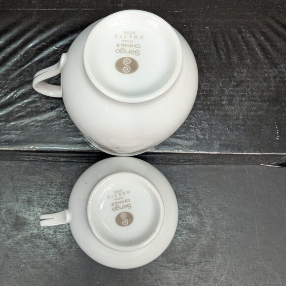 Sango Odette Pattern 6266 Porcelain 6 Oz Flat Teacup Green Blue Floral - Picture 7 of 8